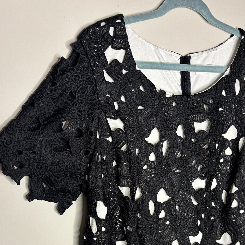 Calvin Klein Black Floral Lace Short Sleeve Dress Size 16 16W Plus Women's NWT - Picture 6 of 7
